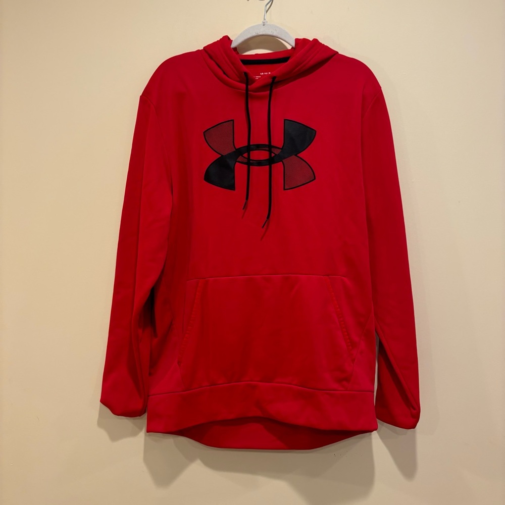 Under Armour Red Logo Pullover Hoodie - Men’s Large